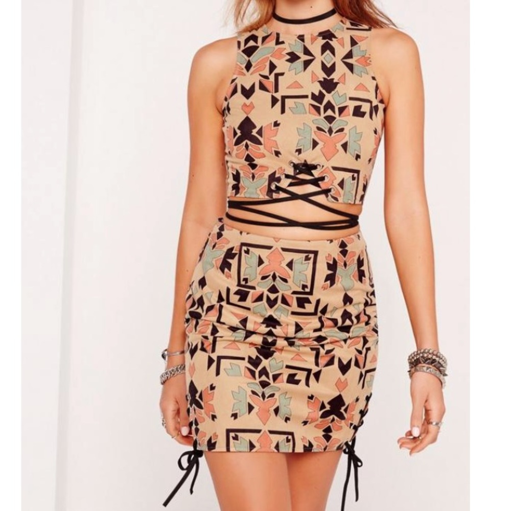 Faux Suede Lace Up Skirt